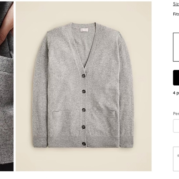 J. Crew Cashmere relaxed cardigan sweater GREY Size Medium - Picture 1 of 6